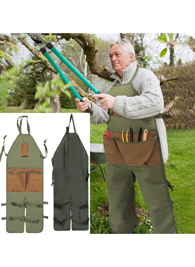 Gardening Apron with Multiple Pockets Durable Oxford Fabric, Water-Resistant, Color-Blocked, Extended Length Garden Leg Protector Work Apron - Image 1